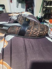 Moschino mules shoes men logo MM10103G1I10130A Brown - Black leather clog sabot