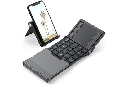 iClever BK08 Foldable Keyboard with Touchpad for Phone and Tablet, Gray