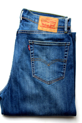 Levi's 751 Straight Leg Herren Jeans W34 L33 Mittelblau Stretch Denim LEVK049