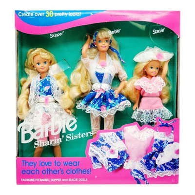 Barbie Sharin' Sisters Geschenkset: Barbie, Skipper & Stacie Puppen 1992 Neu OVP