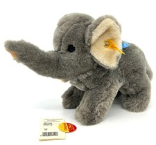 Steiff Plush Drolly Elephant 1990s ID Button and Tags 22cm 9in Cuddly Vintage