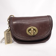 Vintage Coach Mini City Key Fob Brown Leather USA