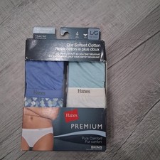 Hanes Women's Premium Pure Comfort Bikini Cotton Underwear 4-Pr Panties 7/Large