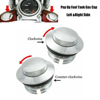 Chrome Flush Pop Up Reservoir Gas Cap Vented Fuel Tank For Harley Road King Dyna