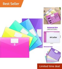 5 Pack File Folders, Clear Poly Envelopes Plastic Folders A4 Pouch