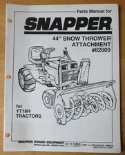 Snapper 44" Snow Thrower Attachment for YT18H Tractors #82809 Parts Manual