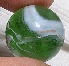 21/32" Green Base Yasuda Transsitional Brown Colouring Vintage Marbles MM