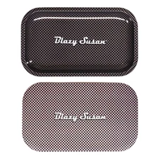 Blazy Susan Medium Rolling Tray with Lid - Carbon Fiber Black