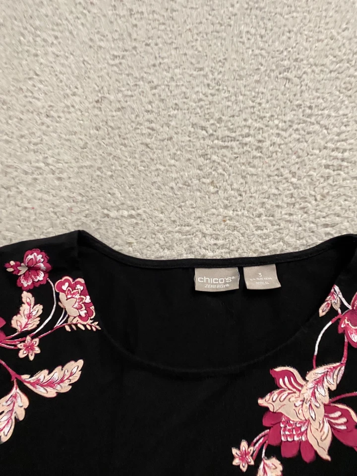 Camiseta Chico's Mujer Floral Manga 3/4 Cuello Redondo Multicolor Talla 3 (US 16) Foto 4 de 4