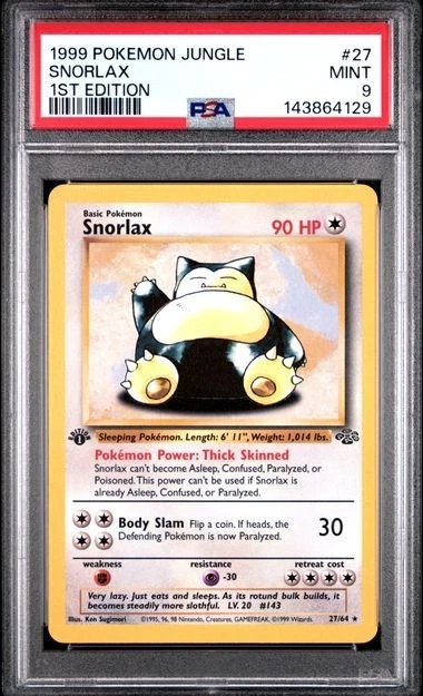 POKEMON SNORLAX 1999 JUNGLE 1ST EDITION #27 PSA 9