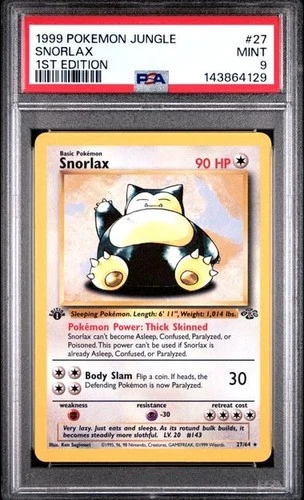 POKEMON SNORLAX 1999 JUNGLE 1ST EDITION #27 PSA 9