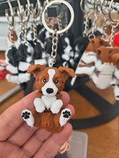 Border Collie Keychain Articulated Brown White Dog Keychain, 3D Printed Pupp