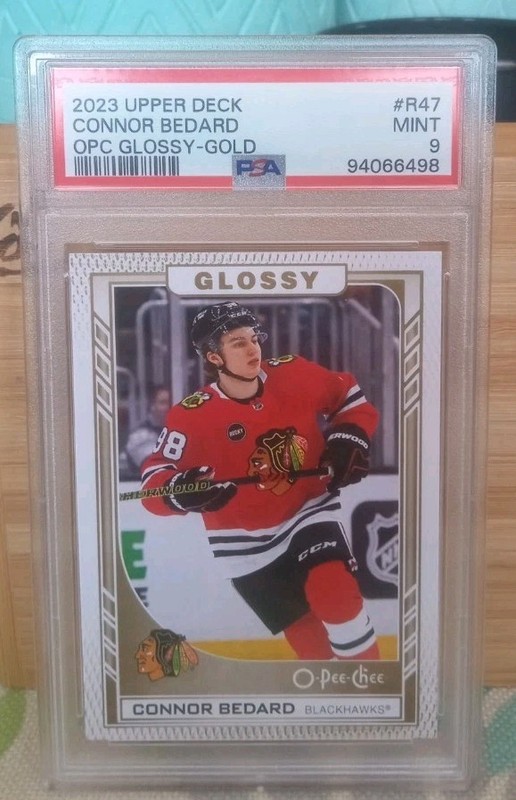 Connor Bedard 2023-24 Upper Deck O-Pee-Chee OPC Glossy Gold RC PSA 9