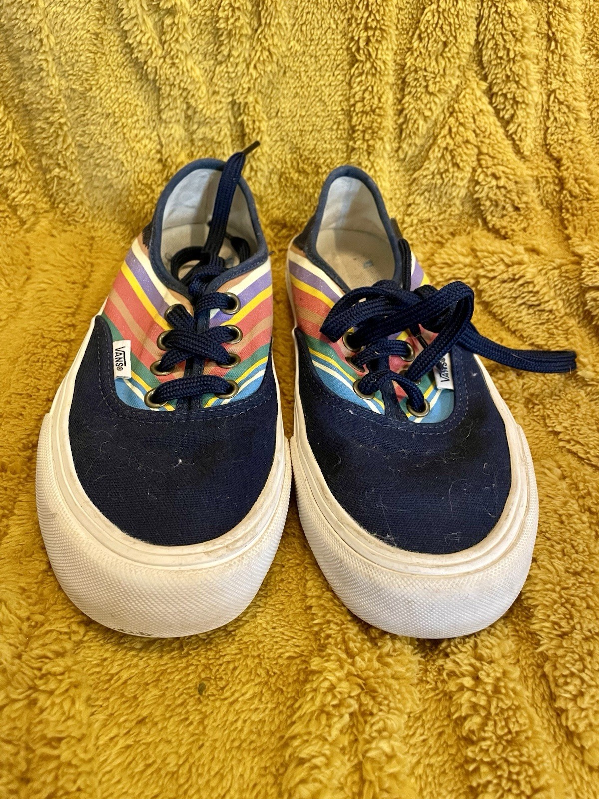 VANS AUTHENTIC RETRO STRIPES DRESS BLUE SNEAKER SHOES Women's