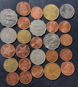 OLD BAHAMAS Coin Lot - 26 VINTAGE COINS - Lot #U7