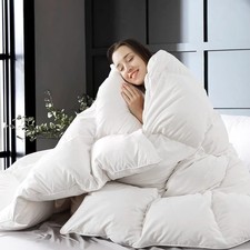 Feather Down Fiber Comforter King Size, All Season White Down Feather Duvet I...
