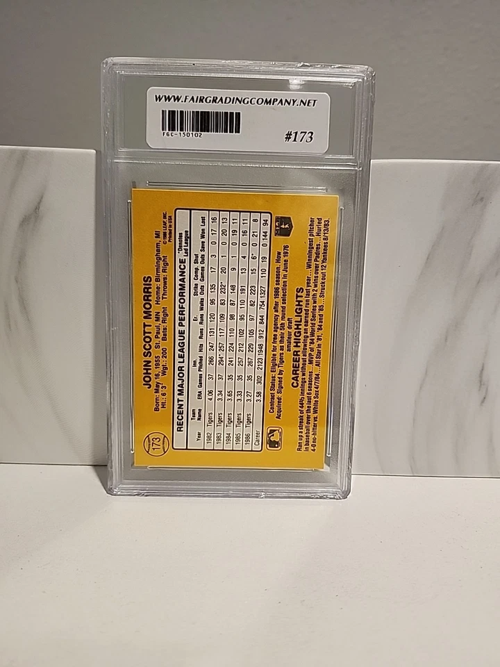💎💎 1987 Donruss #173 Jack Morris 💎 GRADED FGC10 MINT 💎💎  - Image 2 of 2