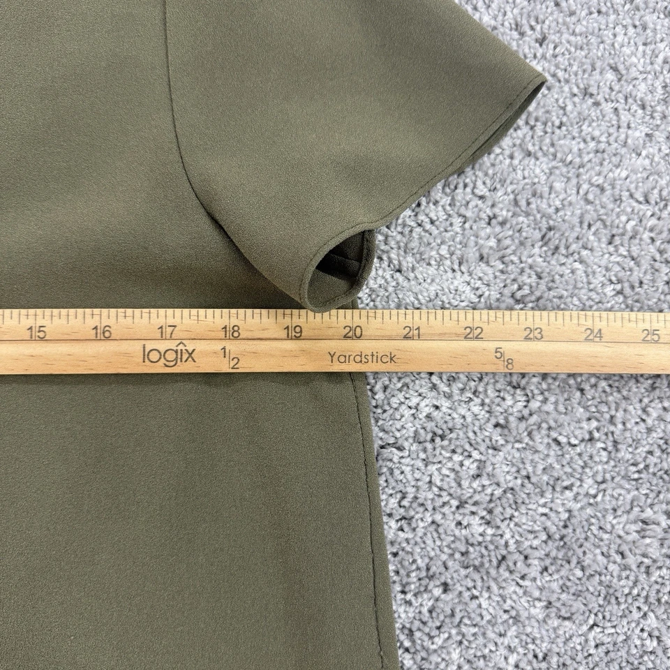 Jenni Kayne Top Women's M Olive Minimal Boxy Capsule Office Career Short Sleeve - Image 4 of 4