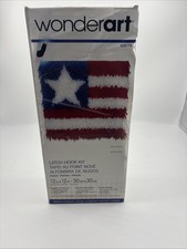WonderArt Latch Hook Kit 12"X12" Patriot American FLAG 4th of July 426174 New