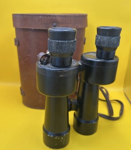 WW2 Military Binoculars With Original Leather Case & Strap