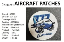 BOEING 777 - 3” Cloth Patch - AC777