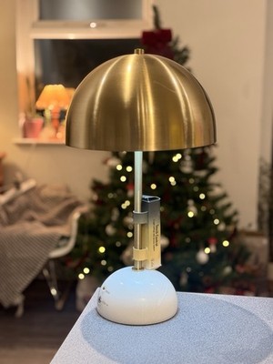 Alte Messing & Marmor Kuppel Tischlampe