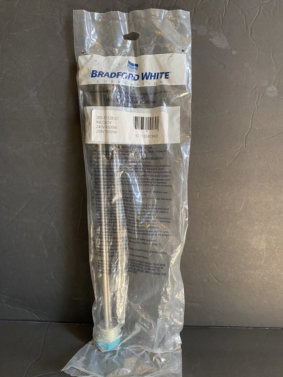 BRADFORD WHITE WATER HEATER HEATING ELEMENT 4500W 240V 265-51328-07 w/  Gasket | eBay