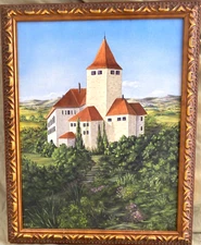 Original Framed Acrylic Painting Country Estate, by S Carter 16"x20"