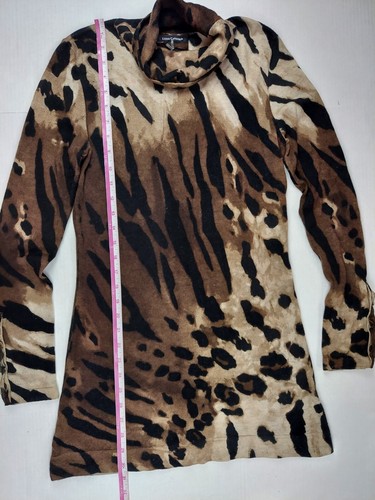 Sexy Mini Dress Cute Designer Animal Print Silk Tiger Stripe Long Sleeves Medium - Picture 4 of 7