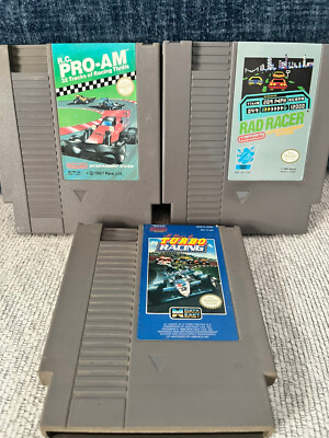 Nes Games Lot - RC Pro Am, Rad Racer, Al Unser Turbo Racing  Tested & Working!