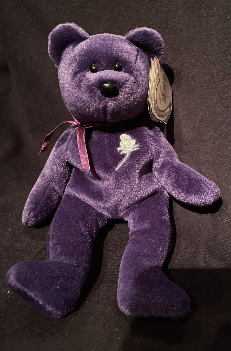 ヴィンテージ　Diana bear 1997 Original Vintage Retired Purple Princess Bear Beanie