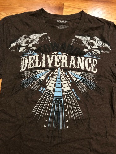 Deliverance Small Men's Brown Express V Neck T-Shirt Pre Owned - Picture 2 of 5