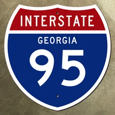 Georgia interstate 95 Savannah Brunswick highway route marker road sign 1957 18"