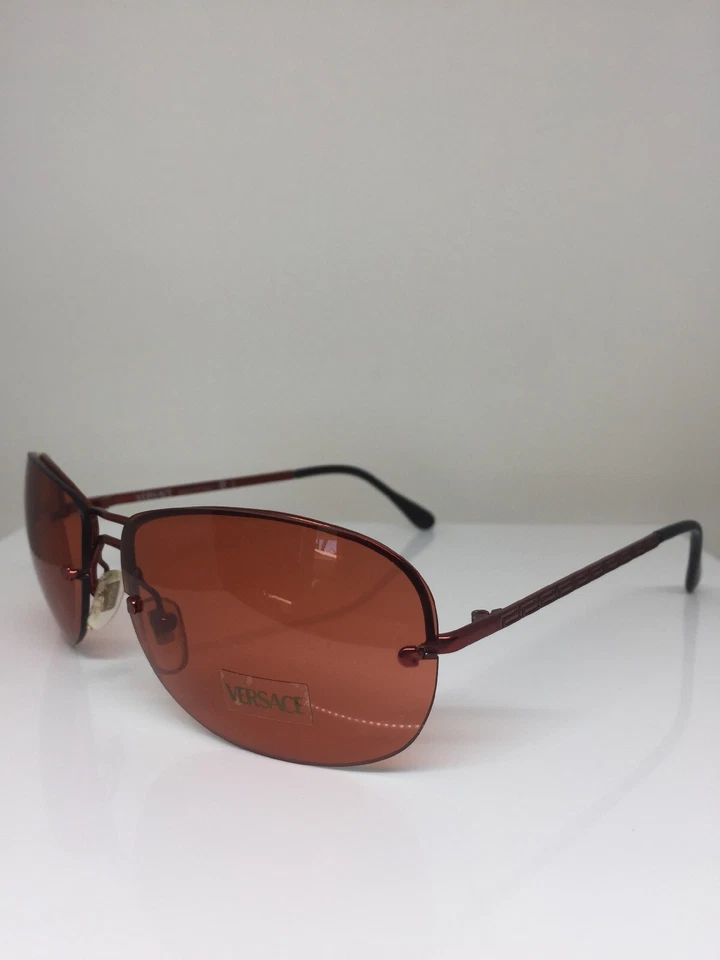 Nuevas gafas de sol vintage Gianni Versace X89 Mod. X89 Col. 56M Naranja Rojizo Italia Foto 2 de 4