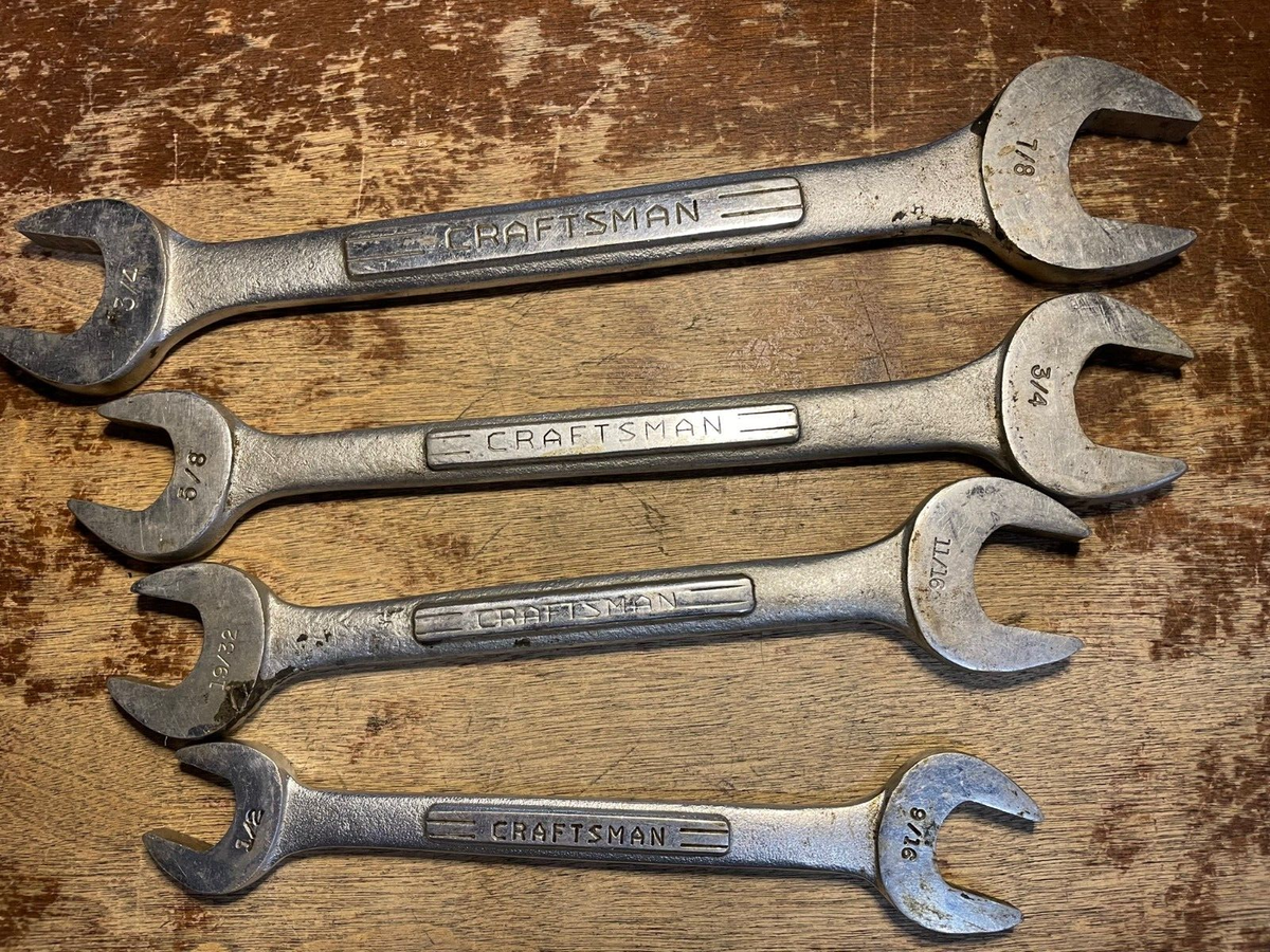 4) Vintage CRAFTSMAN USA =V Series= Double Open End Wrench