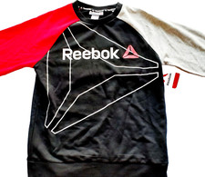 Reebok Boys Sweatshirt Black Gray Red Pullover Colorblock Large 10-12 New