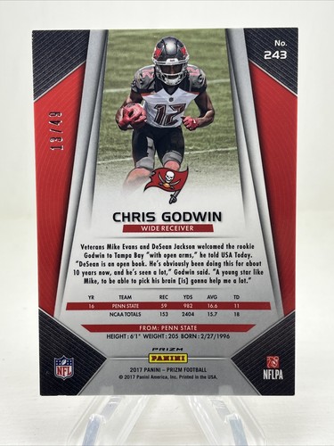 2017 Panini Prizm Chris Godwin Rookie Red Power #d 13/49 RC Buccaneers SP | H104 - Picture 2 of 2