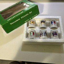 Vintage Set Of 6 Busch Gardens Thimbles In Original Box New.