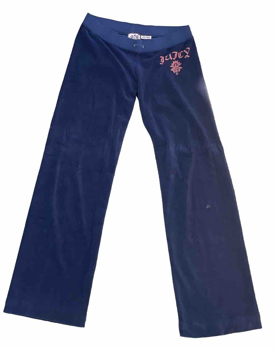 値下げ　Y2K juicy coutureネイビー ベルベット セットアップ Vtg Juicy Couture Y2K Tracksuit Set Lush Navy Blue Velour M