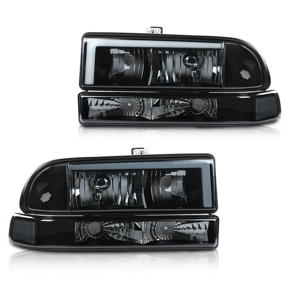 Fit For 98-04 Chevy S10 Blazer Smoke Lens Black Housing LED DRL Headlights NEW Foto 2 de 4