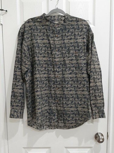 Bugle Boy Men's Lg Tan/black Paisley Print Long Sleeve Shirt - Picture 3 of 8