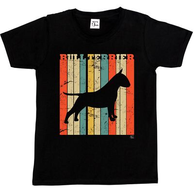 1Tee Kinder Jungen Bullterrier Hunderasse - buntes Retro T-Shirt