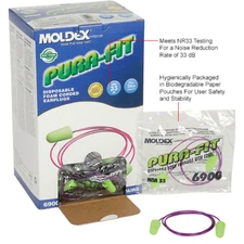 Moldex Pura Fit 6900 CORDED NRR 33 Noise Reduction Disposable Earplugs 100 PR