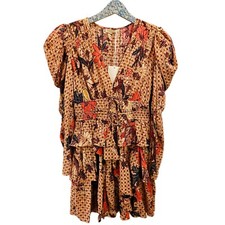 NWT Ulla Johnson Oni Dress 6 Garden Rose Silk Ruffles Long Sleeve