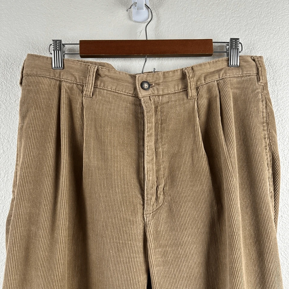 Covington Men's 34x32 Corduroy Pants Natural Tan Classic Fall Office Work Date - Image 3 of 4