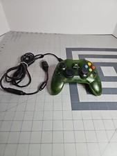 Original Xbox OEM S Type Clear Halo Green Controller w/ Breakaway Cable Tested