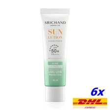 6x Srichand Sunlution Acne Care Sunscreen SPF50+ PA++++ recovers clear skin 40ml