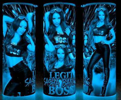 Glow in the Dark Sasha Wrestling Banks Legit Boss Red and Black Cup Mug Tumbler