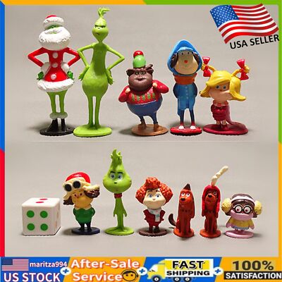 12PCS/set  Movie How The Grinch Stole Christmas Mini Action Figure Toy Gift  