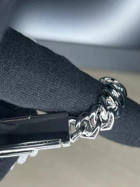 4Ct Round Real Moissanite Cuban Link 8MM 7Inch Bracelet 14K White Gold Plated - Image 3 of 4